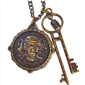 Disney Bundle Pirates League Skull Coin Medallion Necklace, Bag & Mickey Bandana